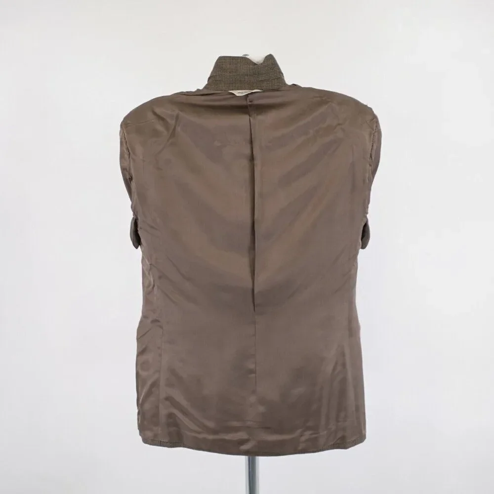 Pronto Uomo Brown Tan Tweed Wool Houndstooth Windowpane 40R 2 Button Sport Coat‎